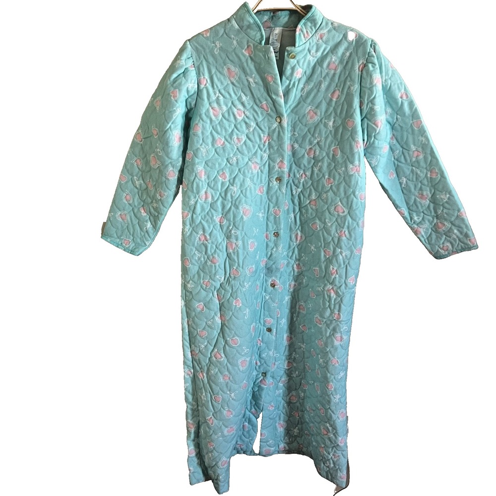 VTG Her Majesty Nightgown Robe Pink‎ Heart Valentines Size 14 Made In USA Long